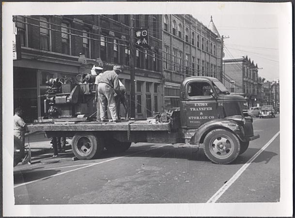 1941 Cab over Engine Chevrolet hauling machinery