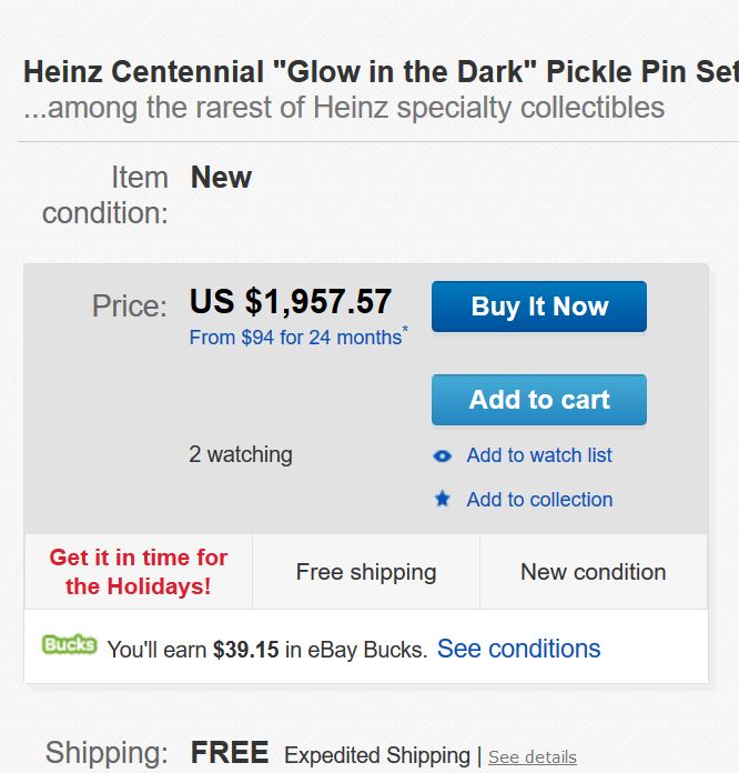 Heinz Centennial Pickle Pins