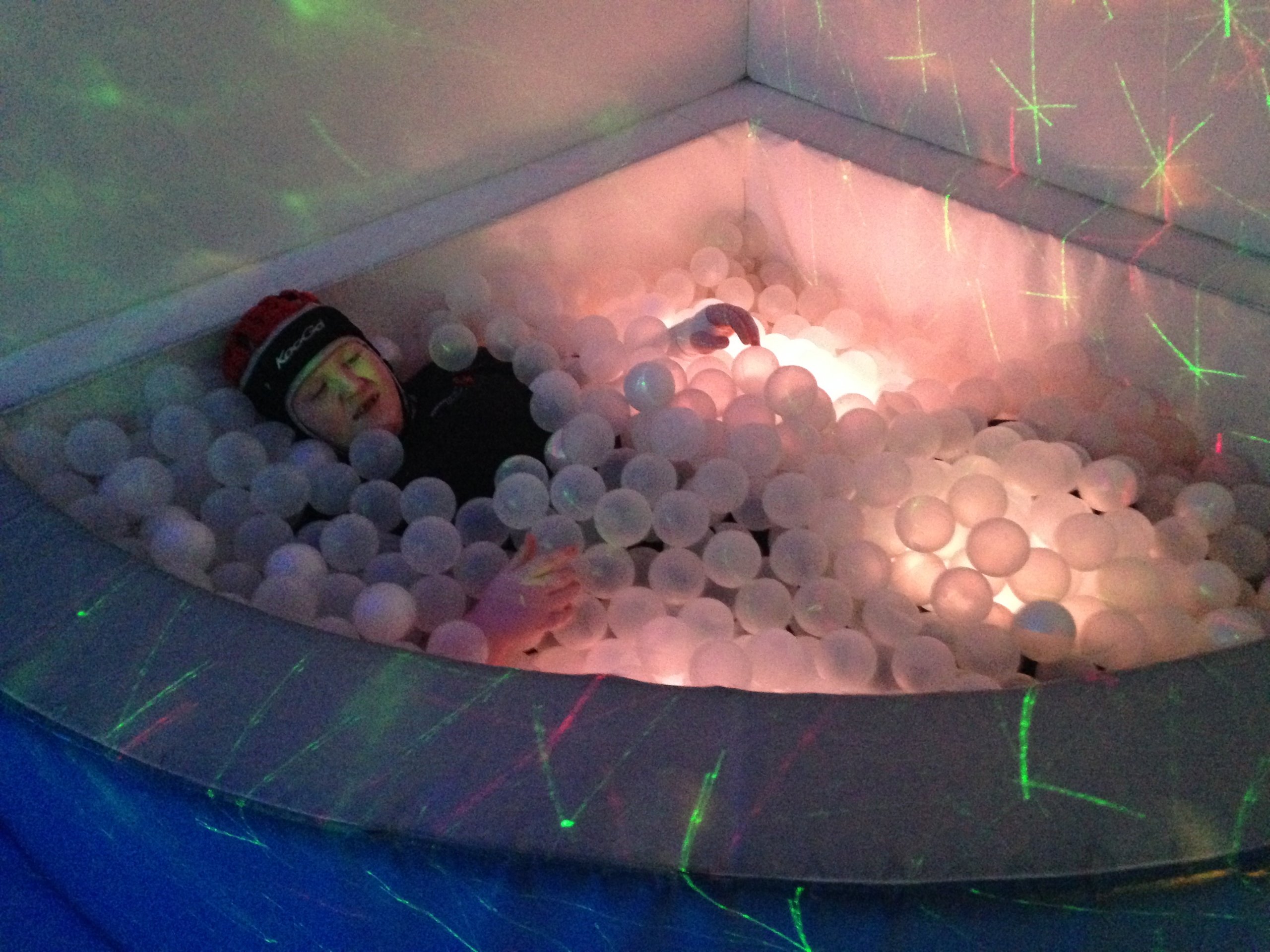 toothless in a fibre optic ball pit